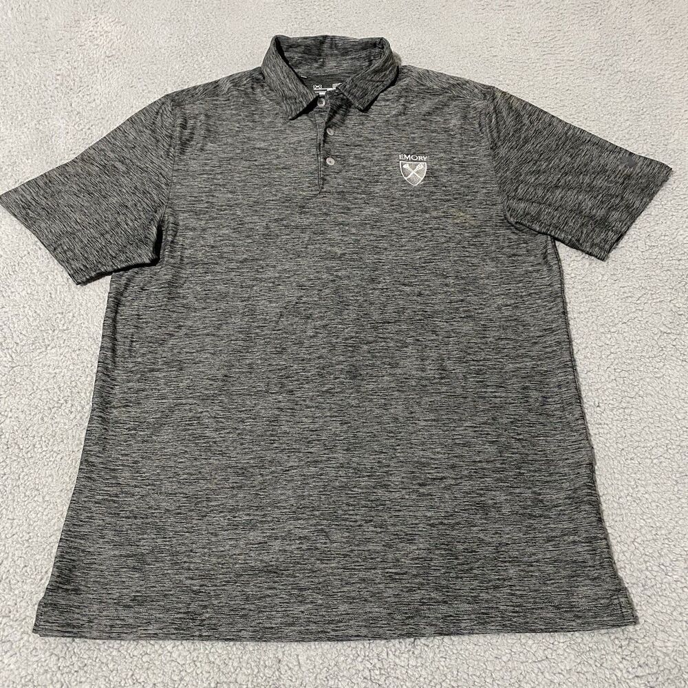 Emory University Eagles Polo Shirt Under Armour Mens Medium Gray Loose Fit Golf